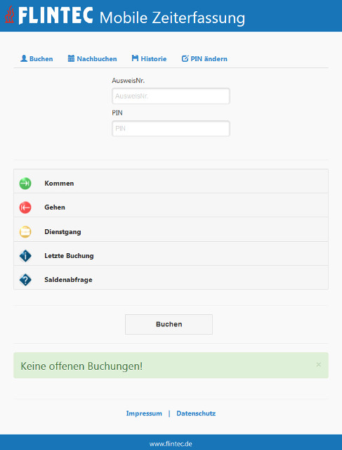 Flintec Zeiterfassung Web App