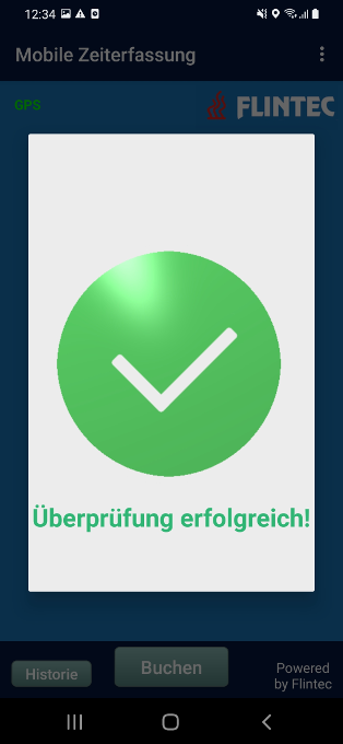 Flintec App: Bestätigung der erfolgreichen Führerscheinkontrolle