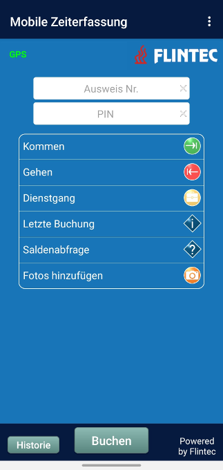 Flintec App für mobile Zeiterfassung mit Fotofunktion